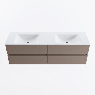 Mondiaz VICA 160cm badmeubel onderkast Smoke 4 lades. Wastafel CLOUD dubbel 2 kraangaten, kleur Talc.