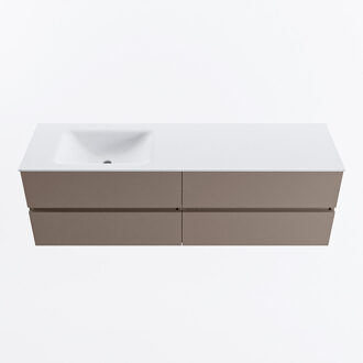 Mondiaz VICA 160cm badmeubel onderkast Smoke 4 lades. Wastafel CLOUD links 1 kraangat, kleur Talc.