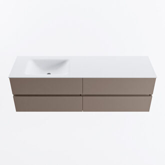 Mondiaz VICA 160cm badmeubel onderkast Smoke 4 lades. Wastafel CLOUD links zonder kraangat, kleur Talc.