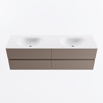 Mondiaz VICA 160cm badmeubel onderkast Smoke 4 lades. Wastafel MOON dubbel zonder kraangat, kleur Talc.