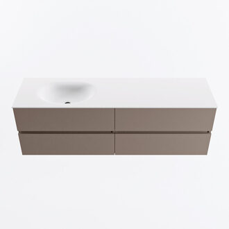 Mondiaz VICA 160cm badmeubel onderkast Smoke 4 lades. Wastafel MOON links 1 kraangat, kleur Talc.