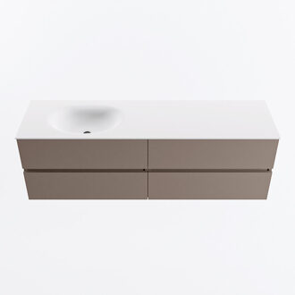 Mondiaz VICA 160cm badmeubel onderkast Smoke 4 lades. Wastafel MOON links zonder kraangat, kleur Talc.