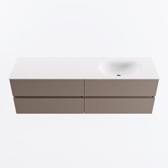 Mondiaz VICA 160cm badmeubel onderkast Smoke 4 lades. Wastafel MOON rechts 1 kraangat, kleur Talc.