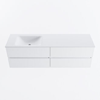 Mondiaz VICA 160cm badmeubel onderkast Talc 4 lades. Wastafel CLOUD links zonder kraangat, kleur Talc.