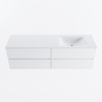 Mondiaz VICA 160cm badmeubel onderkast Talc 4 lades. Wastafel CLOUD rechts 1 kraangat, kleur Talc.