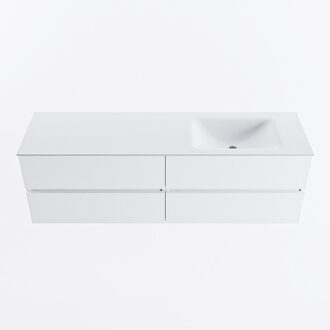 Mondiaz VICA 160cm badmeubel onderkast Talc 4 lades. Wastafel CLOUD rechts zonder kraangat, kleur Talc.