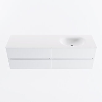 Mondiaz VICA 160cm badmeubel onderkast Talc 4 lades. Wastafel MOON rechts 1 kraangat, kleur Talc.