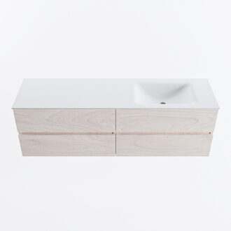 Mondiaz VICA 160cm badmeubel onderkast Underlayment 4 lades. Wastafel CLOUD rechts zonder kraangat, kleur Talc.