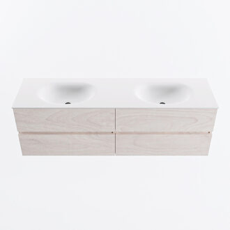 Mondiaz VICA 160cm badmeubel onderkast Underlayment 4 lades. Wastafel MOON dubbel 2 kraangaten, kleur Talc.