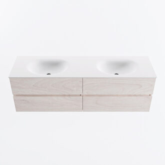 Mondiaz VICA 160cm badmeubel onderkast Underlayment 4 lades. Wastafel MOON dubbel zonder kraangat, kleur Talc.