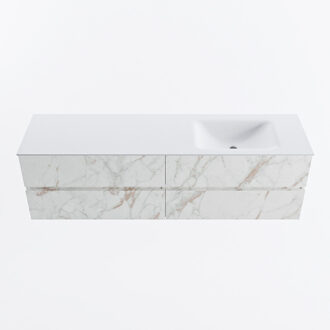 Mondiaz VICA 170cm badmeubel onderkast Carrara 4 lades. Wastafel CLOUD rechts 1 kraangat, kleur Talc. Cararra