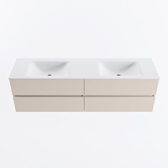 Mondiaz VICA 170cm badmeubel onderkast Linen 4 lades. Wastafel CLOUD dubbel 2 kraangaten, kleur Talc.