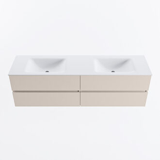 Mondiaz VICA 170cm badmeubel onderkast Linen 4 lades. Wastafel CLOUD dubbel zonder kraangat, kleur Talc.