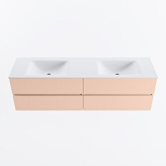 Mondiaz VICA 170cm badmeubel onderkast Rosee 4 lades. Wastafel CLOUD dubbel zonder kraangat, kleur Talc.