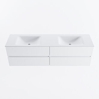 Mondiaz VICA 170cm badmeubel onderkast Talc 4 lades. Wastafel CLOUD dubbel 2 kraangaten, kleur Talc.