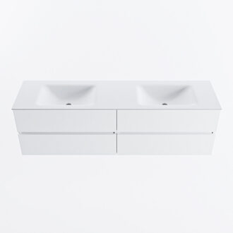 Mondiaz VICA 170cm badmeubel onderkast Talc 4 lades. Wastafel CLOUD dubbel zonder kraangat, kleur Talc.
