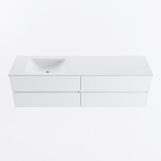 Mondiaz VICA 170cm badmeubel onderkast Talc 4 lades. Wastafel CLOUD links 1 kraangat, kleur Talc.