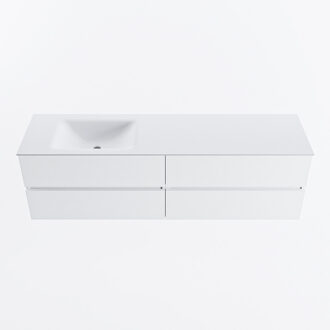 Mondiaz VICA 170cm badmeubel onderkast Talc 4 lades. Wastafel CLOUD links zonder kraangat, kleur Talc.