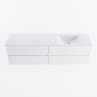 Mondiaz VICA 170cm badmeubel onderkast Talc 4 lades. Wastafel CLOUD rechts 1 kraangat, kleur Talc.