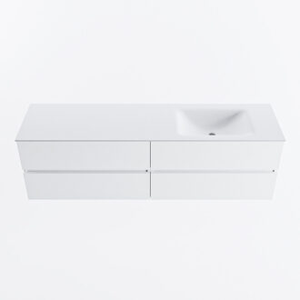 Mondiaz VICA 170cm badmeubel onderkast Talc 4 lades. Wastafel CLOUD rechts zonder kraangat, kleur Talc.
