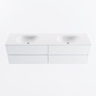 Mondiaz VICA 170cm badmeubel onderkast Talc 4 lades. Wastafel MOON dubbel 2 kraangaten, kleur Talc.