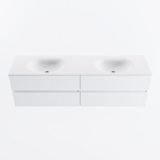 Mondiaz VICA 170cm badmeubel onderkast Talc 4 lades. Wastafel MOON dubbel zonder kraangat, kleur Talc.