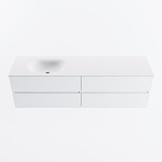 Mondiaz VICA 170cm badmeubel onderkast Talc 4 lades. Wastafel MOON links zonder kraangat, kleur Talc.
