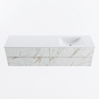 Mondiaz VICA 180cm badmeubel onderkast Carrara 4 lades. Wastafel CLOUD rechts 1 kraangat, kleur Talc. Cararra