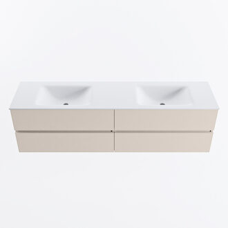 Mondiaz VICA 180cm badmeubel onderkast Linen 4 lades. Wastafel CLOUD dubbel 2 kraangaten, kleur Talc.