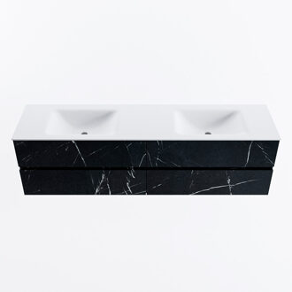 Mondiaz VICA 180cm badmeubel onderkast Marquina 4 lades. Wastafel CLOUD dubbel zonder kraangat, kleur Talc.