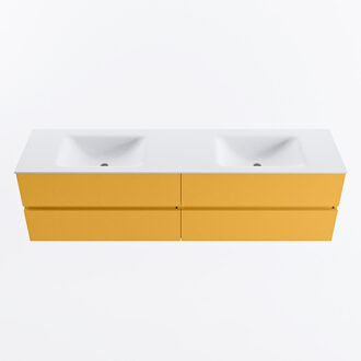Mondiaz VICA 180cm badmeubel onderkast Ocher 4 lades. Wastafel CLOUD dubbel 2 kraangaten, kleur Talc.