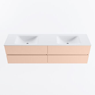 Mondiaz VICA 180cm badmeubel onderkast Rosee 4 lades. Wastafel CLOUD dubbel zonder kraangat, kleur Talc.
