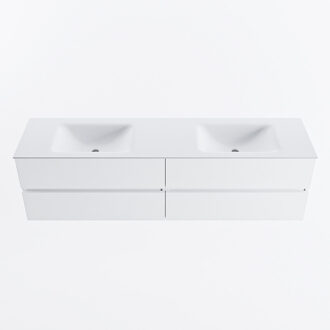 Mondiaz VICA 180cm badmeubel onderkast Talc 4 lades. Wastafel CLOUD dubbel 2 kraangaten, kleur Talc.