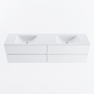 Mondiaz VICA 180cm badmeubel onderkast Talc 4 lades. Wastafel CLOUD dubbel zonder kraangat, kleur Talc.