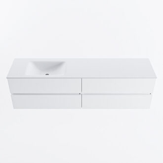 Mondiaz VICA 180cm badmeubel onderkast Talc 4 lades. Wastafel CLOUD links 1 kraangat, kleur Talc.