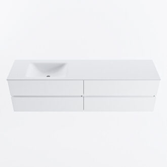 Mondiaz VICA 180cm badmeubel onderkast Talc 4 lades. Wastafel CLOUD links zonder kraangat, kleur Talc.