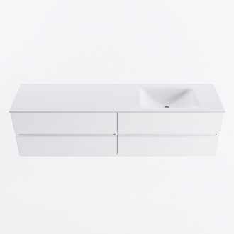 Mondiaz VICA 180cm badmeubel onderkast Talc 4 lades. Wastafel CLOUD rechts 1 kraangat, kleur Talc.