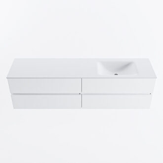 Mondiaz VICA 180cm badmeubel onderkast Talc 4 lades. Wastafel CLOUD rechts zonder kraangat, kleur Talc.