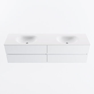 Mondiaz VICA 180cm badmeubel onderkast Talc 4 lades. Wastafel MOON dubbel zonder kraangat, kleur Talc.