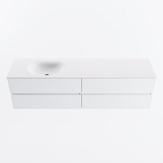 Mondiaz VICA 180cm badmeubel onderkast Talc 4 lades. Wastafel MOON links zonder kraangat, kleur Talc.