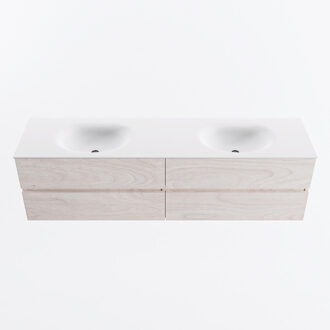 Mondiaz VICA 180cm badmeubel onderkast Underlayment 4 lades. Wastafel MOON dubbel zonder kraangat, kleur Talc.