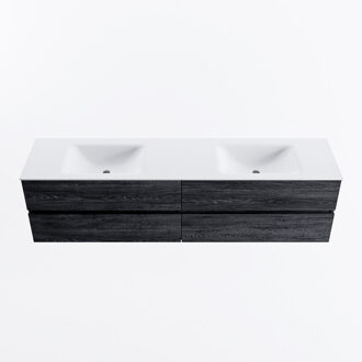 Mondiaz VICA 190cm badmeubel onderkast Antracite 4 lades. Wastafel CLOUD dubbel 2 kraangaten, kleur Talc.