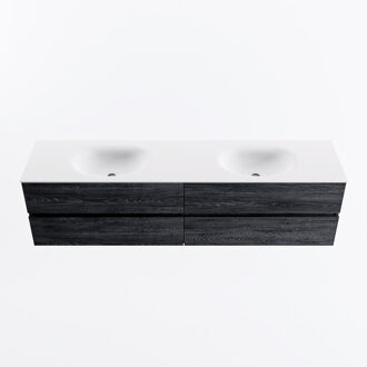 Mondiaz VICA 190cm badmeubel onderkast Antracite 4 lades. Wastafel MOON dubbel 2 kraangaten, kleur Talc.