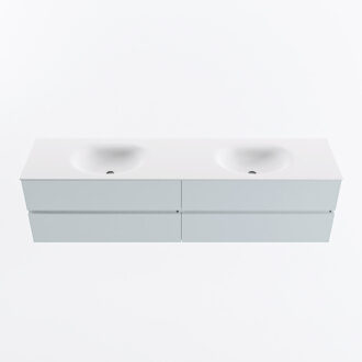 Mondiaz VICA 190cm badmeubel onderkast Clay 4 lades. Wastafel MOON dubbel 2 kraangaten, kleur Talc.