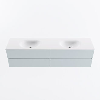 Mondiaz VICA 190cm badmeubel onderkast Clay 4 lades. Wastafel MOON dubbel zonder kraangat, kleur Talc.