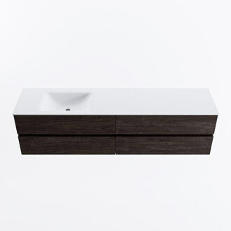 Mondiaz VICA 190cm badmeubel onderkast Dark Brown 4 lades. Wastafel CLOUD links 1 kraangat, kleur Talc.