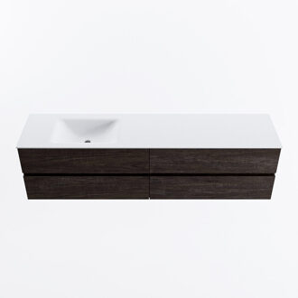 Mondiaz VICA 190cm badmeubel onderkast Dark Brown 4 lades. Wastafel CLOUD links zonder kraangat, kleur Talc.