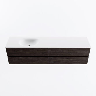 Mondiaz VICA 190cm badmeubel onderkast Dark Brown 4 lades. Wastafel MOON links 1 kraangat, kleur Talc.
