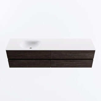 Mondiaz VICA 190cm badmeubel onderkast Dark Brown 4 lades. Wastafel MOON links zonder kraangat, kleur Talc.
