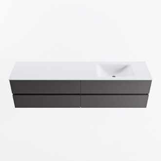 Mondiaz VICA 190cm badmeubel onderkast Dark Grey 4 lades. Wastafel CLOUD rechts 1 kraangat, kleur Talc.